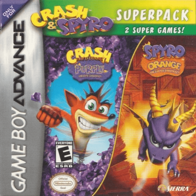 Crash and Spryo Superpack 1 box art for GameBoy Advance